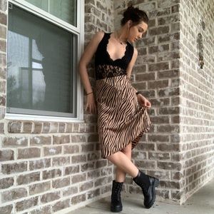 Boutique satin zebra print skirt